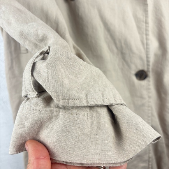 A New Day Women's Cream Double-Breasted Linen Trench Coat Large Gorpcore - Picture 4 of 14